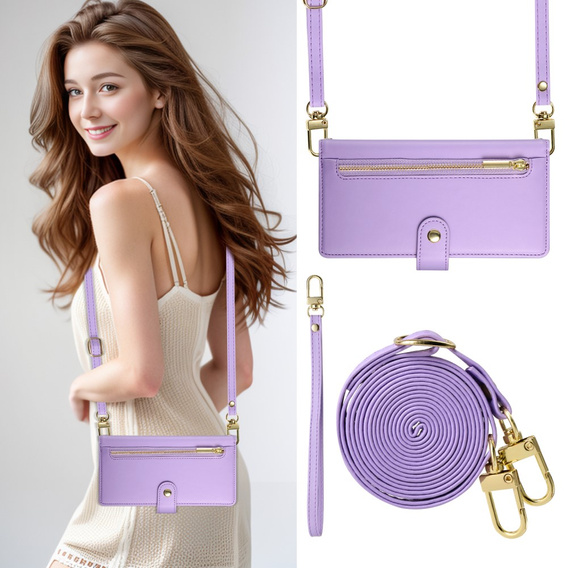 Flip case for Samsung Galaxy S25, Wallet Zipper Pocket, purple