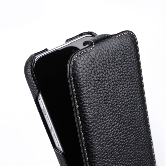 MELKCO flip case for iPhone 16 Plus, leather, flip, black