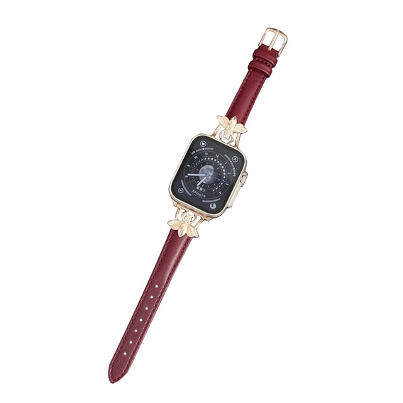 Leather Strap for Apple Watch 1/2/3/4/5/6/7/8/SE/Ultra 42/44/45/49mm, Dark red