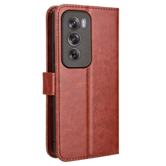 Flip case for Oppo Reno 12 Pro, Crazy Horse Wallet, brown