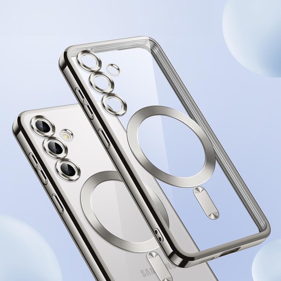 Case for Samsung Galaxy S24+ Plus, Electro MagSafe, silver + Screen Glass