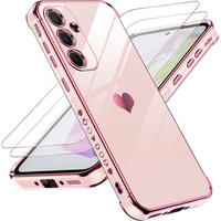 Case for Samsung Galaxy A54 5G, Electro heart, pink rose gold + 2x 9H Glass