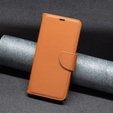 Flip case for Samsung Galaxy A25 5G, Wallet Litchi Leather, brown + 9H glass