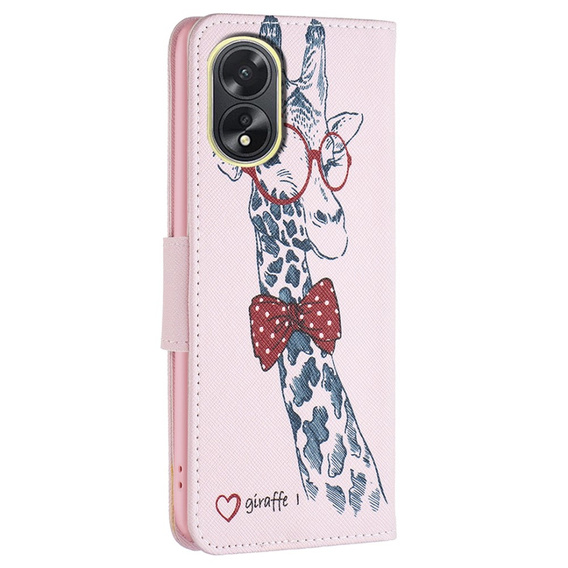 Flip case for Oppo A38 4G / Oppo A18 4G, Wallet, Giraffe pink