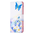 Flip case for Motorola Edge 40 Neo, Wallet, butterfly & flowers, white