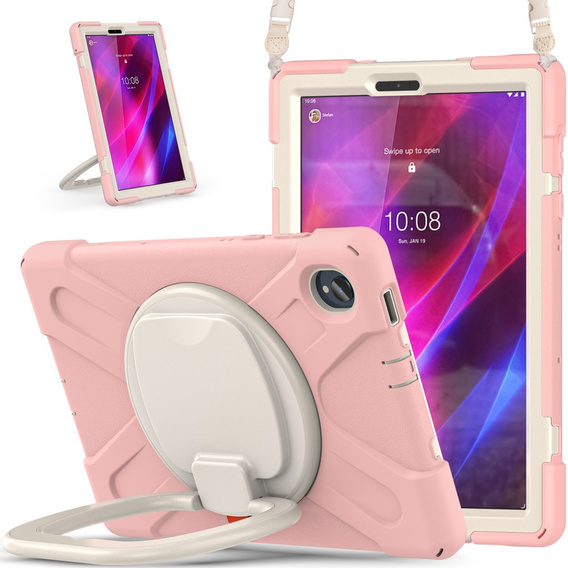 Children's case for Lenovo Tab M10 Plus TB-X606F, armored with strap, pink