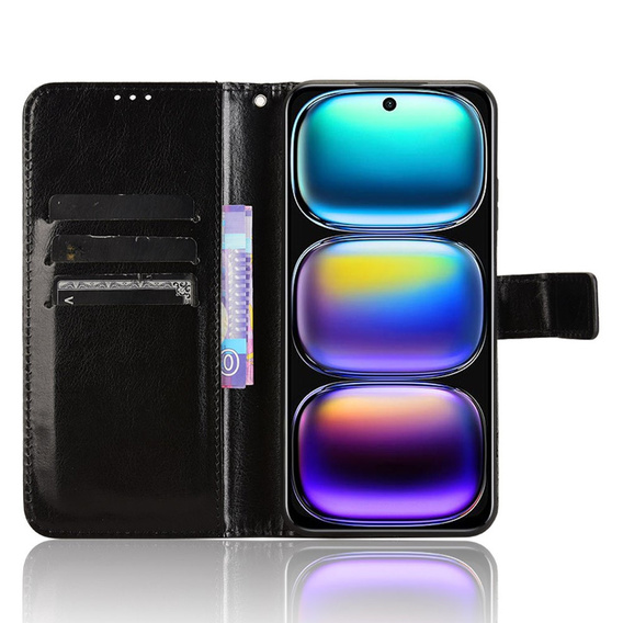 Flip case for Infinix Hot 50i 4G, Crazy Horse Wallet, black