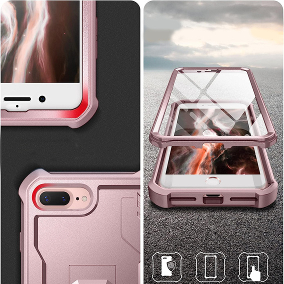 Armored case for iPhone 7 Plus / 8 Plus, Dexnor Full Body, pink rose gold