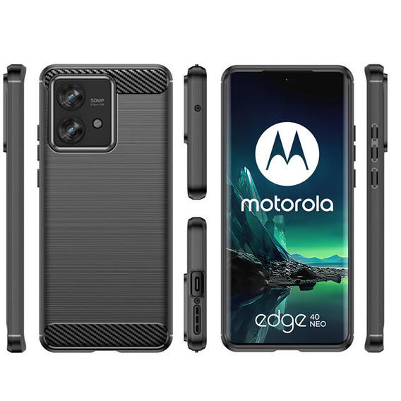 Case for Motorola Edge 40 Neo, Carbon, black