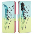 Flip case for Samsung Galaxy A55 5G, Wallet, Feather, blue