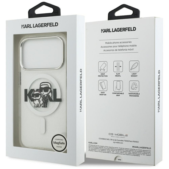 Karl Lagerfeld IML Glitter Karl and Choupette MagSafe Case for iPhone 17 Pro