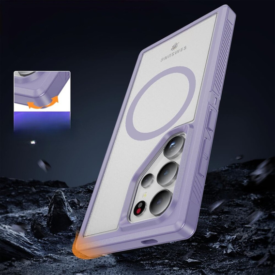 Case with frame for Samsung Galaxy S24 Ultra, for MagSafe, transparent / purple