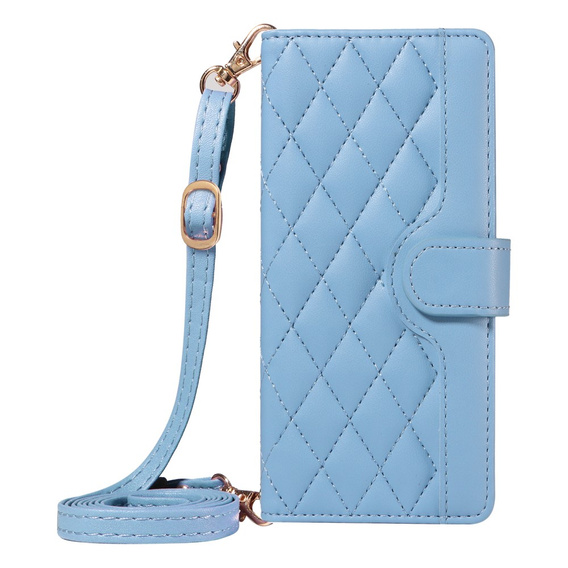 Flip case for Xiaomi Redmi Note 14 Pro 5G / Xiaomi Redmi Note 14 Pro+ 5G / Xiaomi Poco X7 5G, Rhombus Crossbody Leather, blue