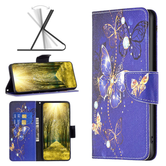 Flip case for Xiaomi Redmi Note 13 Pro 5G, Wallet, Butterflies purple