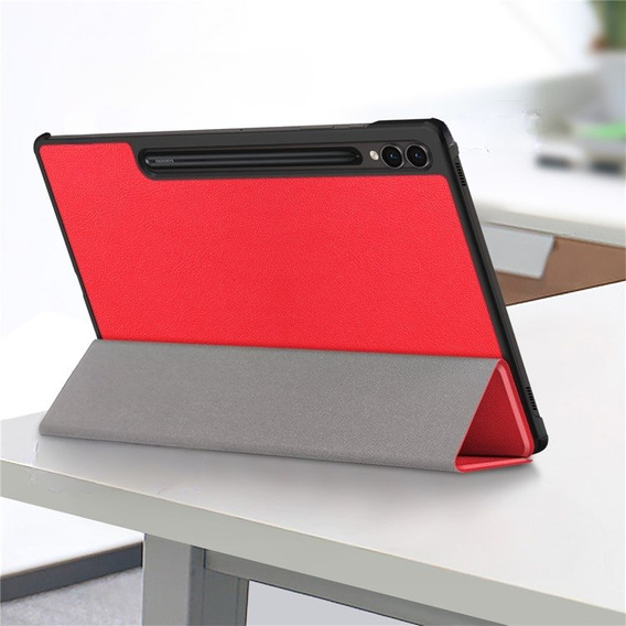 Case for Samsung Galaxy Tab S9 Plus, Smartcase with stylus space, red