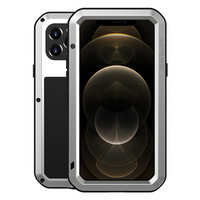 Love Mei Case for iPhone 12 Pro, armored with glass, silver