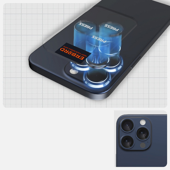 2x ERBORD OPTIK Pro Camera Tempered Glass for iPhone 16 Pro/16 Pro Max / 15 Pro/15 Pro Max/14 Pro/14 Pro Max, titanium blue