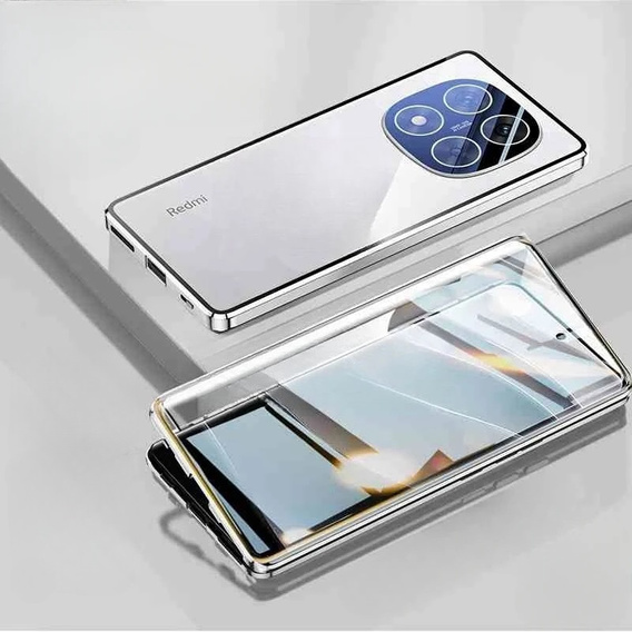 Case for Xiaomi Redmi Note 14 Pro+, Magnetic Dual Glass, silver