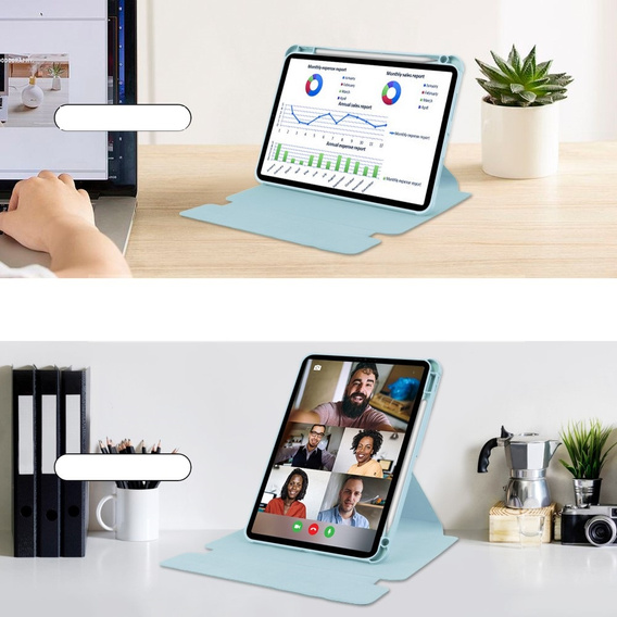 Keyboard case for iPad Pro 11" 2024 (5 gen.), Rotary 360° Leather, light blue