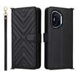 Crossbody Leather Wallet flip case for Honor 400 5G, black
