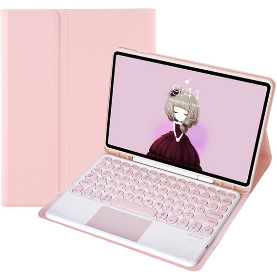 Case + keyboard Samsung Galaxy Tab S6 Lite 2020 P610/P615 / S6 Lite 2022 10.4, Touchpad Pen Slot, pink rose gold