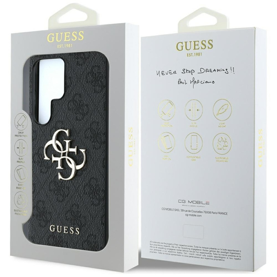 GUESS Case for Samsung Galaxy S25 Ultra, 4G Big Metal Logo, black