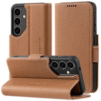 Leather case for Samsung Galaxy S24, ERBORD LeatherWallet, brown
