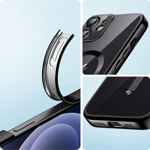 Case for iPhone 12, Electro MagSafe, black + Screen Glass