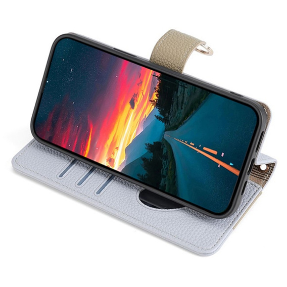 Flip case for Motorola Edge 40 Neo 5G, Wallet Zipper Pocket, with mirror, blue