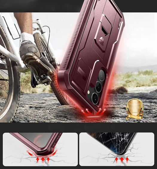 Armored case for Samsung Galaxy S23, Dexnor Full Body (Two Frames), red