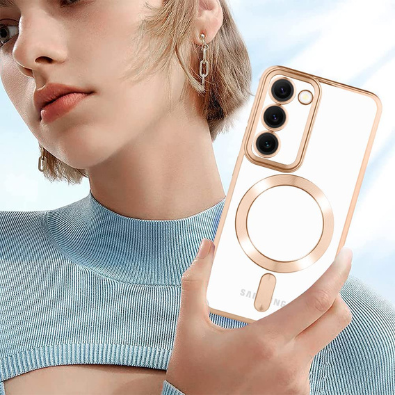 Case for Samsung Galaxy S23 Plus, Electro MagSafe, gold + Screen Glass