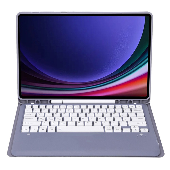 Case + keyboard Samsung Galaxy Tab S9+, Leather Pen Slot, purple