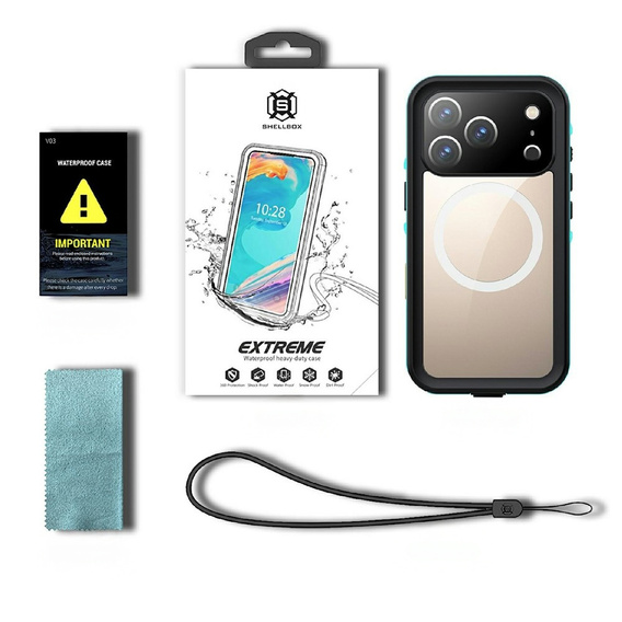 Case for iPhone 17 Pro, Waterproof IP68, SHELLBOX MagSafe, blue