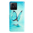 Flip case for Xiaomi Redmi Note 12S, Wallet, butterfly, blue