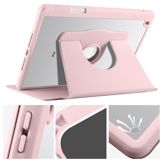 Case for iPad 10.2" 2021/2020/2019 (9/8/7 gen.), with stylus space, 360° rotatable, pink