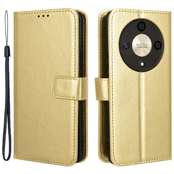 Flip case for Honor Magic 6 Lite 5G, Crazy Horse Wallet, gold