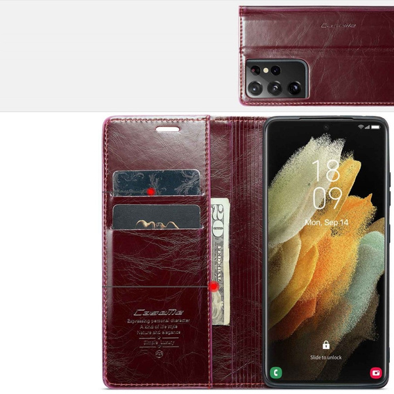 CASEME flip case for Samsung Galaxy S21 Ultra 5G, Waxy Textured, red