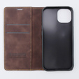 Case for iPhone 15, ERBORD Vintage, wallet with flap, coffee