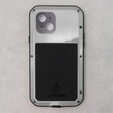 Love Mei Case for iPhone 14, armored with glass, silver