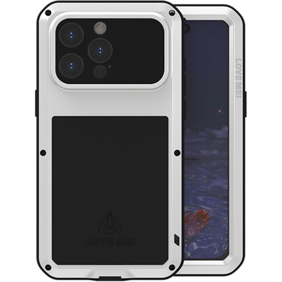 Love Mei Case for iPhone 15 Pro Max, armored with glass, grey