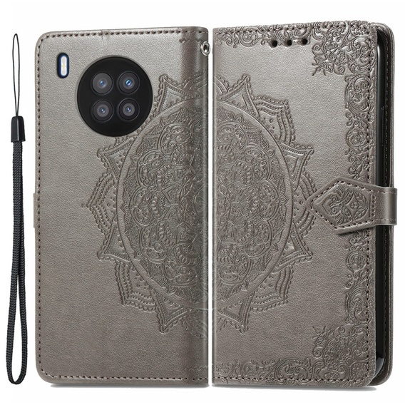 Flip case for Huawei nova 8i, Mandala, grey