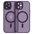 Case for iPhone 16 Pro Max, for MagSafe, ERBORD Matt Case, dark purple + Screen Glass