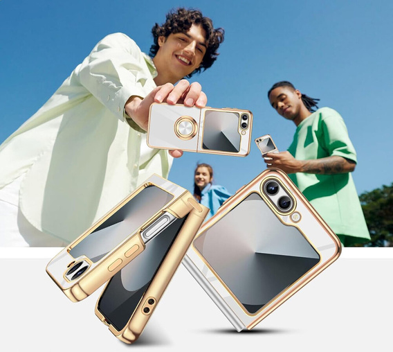 Case for Samsung Galaxy Z Flip7 FE / Z Flip6, Electro Ring, white