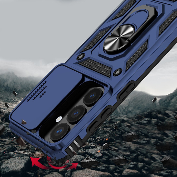 Armoured case with stand and lens cover for Samsung Galaxy S26 Plus, blue