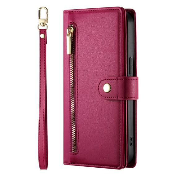 Flip case for Realme 14 Pro 5G, Wallet Zipper Pocket, red