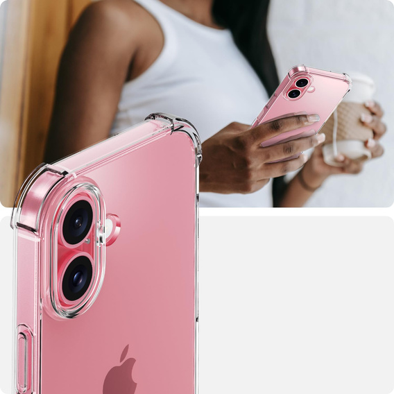Case for iPhone 16 Plus, Erbord Dropproof, transparent + Glass
