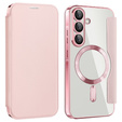 Flip case for Samsung Galaxy A26, RFID Wallet MagSafe CamShield, pink
