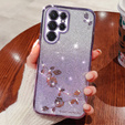 Case for Samsung Galaxy S23 Ultra, Glitter Flower, purple