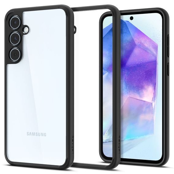 Spigen case for Samsung Galaxy A55 5G, Ultra Hybrid, black + 9H Tempered Glass