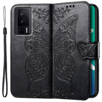 Flip case for Xiaomi Poco F5 Pro, Butterfly, black